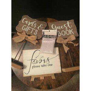 Wedding decor wood signs guest books cards & gifts favors and bags